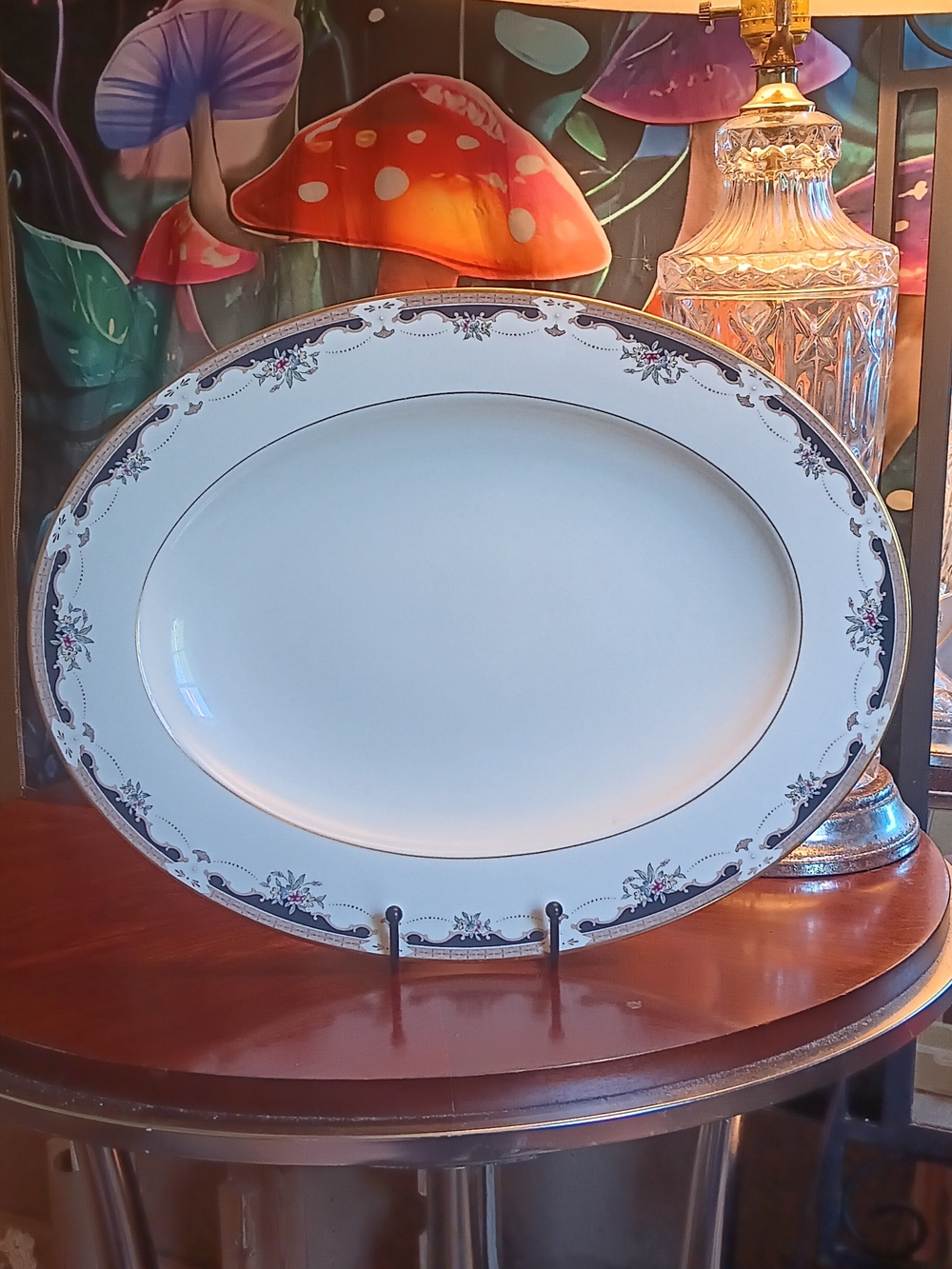 Lenox Oval White and Floral Rim Porcelain Serving Platter